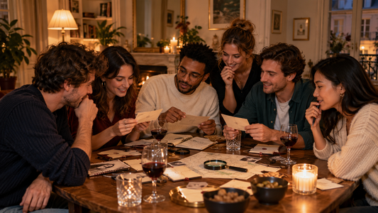 Groupe d’amis participant à une activité originale à la maison